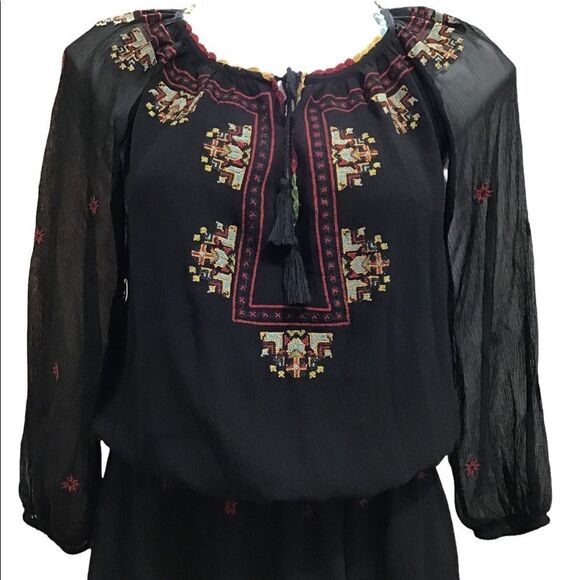 Joie Geromine Black Mini Dress Silk Floral Embroidered Mini Dress New Size XS - Picture 6 of 10